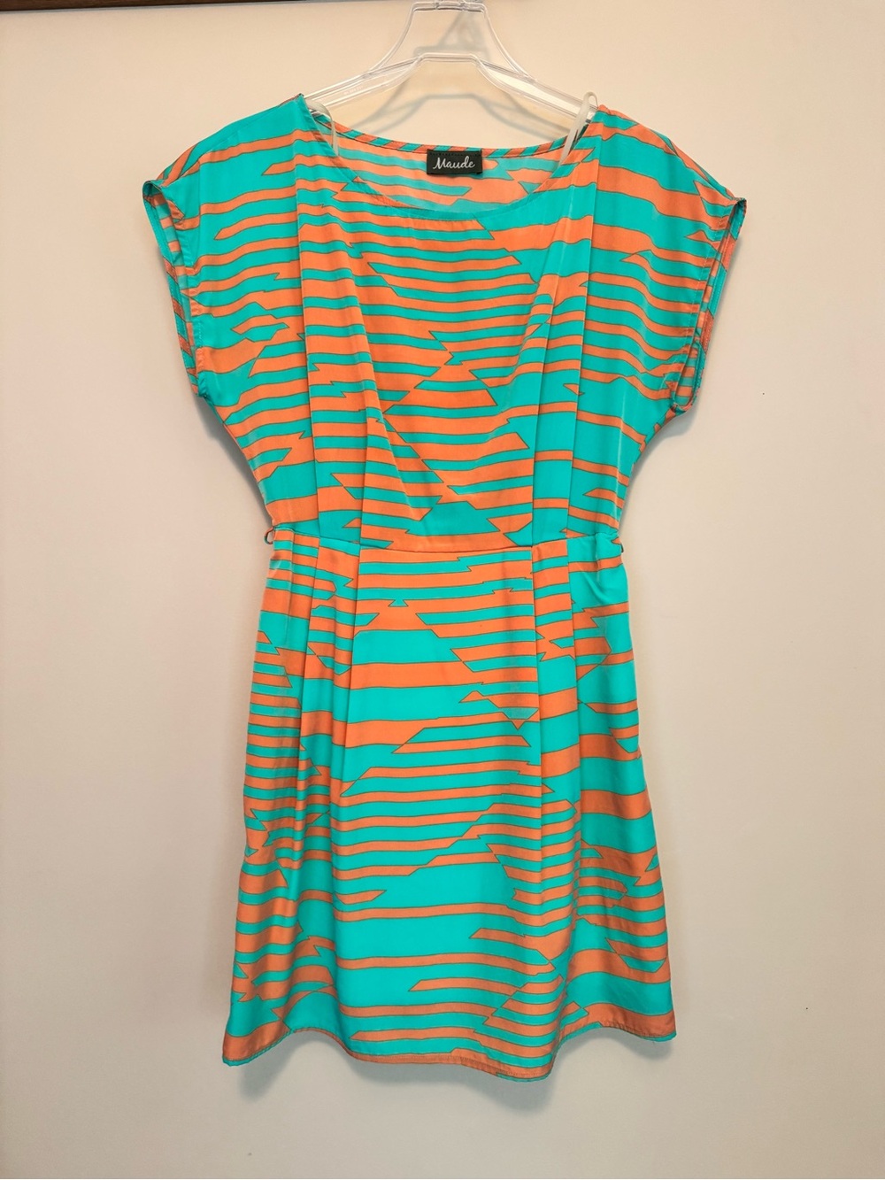 Maude Teal with Orange Wave-Stripe Mini Dress